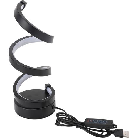 Lampe de table LED en spirale, 3 températures de couleur, gradation continue, alimentée par USB, bureau décoratif moderne (1/5)