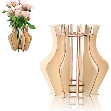 Kreative Holzvase zum Selbstzusammenbauen, Fassungsvermögen 33 Blumen, ideal für Blumenliebhaber und fürs Büro