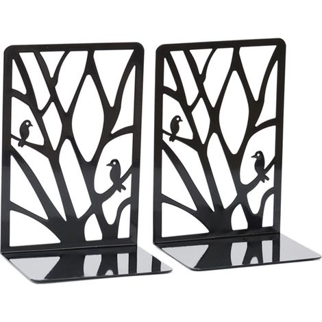 Serre-livres Décoration d'étagère bureau - Serre-livres d'étude et de lecture - en métal - Convient pour école, chambre, noir (1/5)