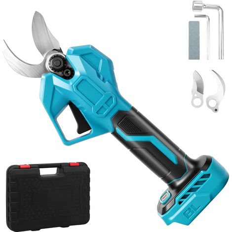 Sécateur électrique sans fil 50 mm sans balais compatible avec 18 V, avec écran LCD et lames de rechange, sécateur portable pour une coupe efficace (sans batterie ni chargeur) (1/5)