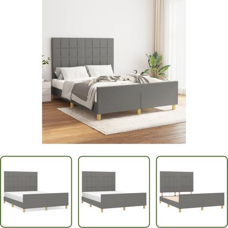 Kopfteil - Bettgestell ohne Matratze Dunkelgrau 140x200 cm Stoff (1/5)