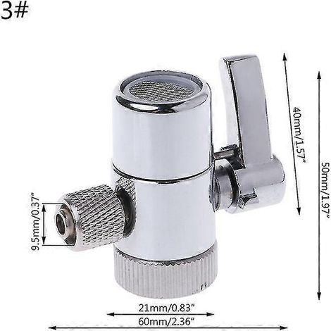 Robinet de dérivation pour filtre à eau, compatible avec les systèmes d'osmose inverse (RO), raccords de tube 1/4", 2 5/8" et 3/8" - 3 (1/5)
