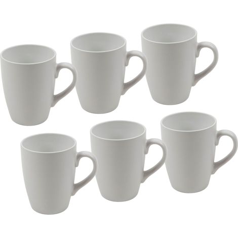 Kaffeetasse 340 ml aus Porzellan in weiß matt - 6er Set - Kaffee Tee Becher Tasse Becher spülmaschinenfest