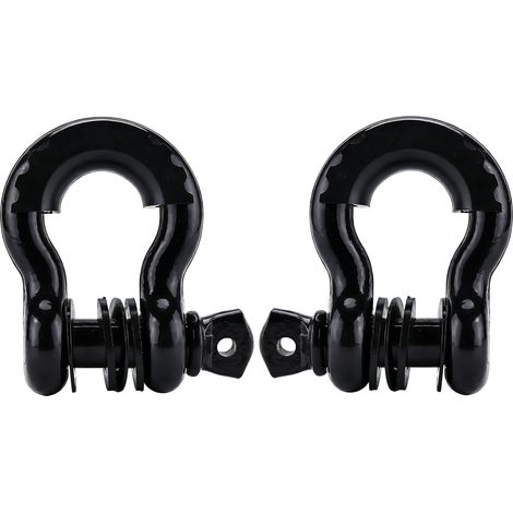 2pcs Manille 4x4, 4,75 T Manille de Levage, 3/4" Manilles de Remorquage 4x4, Manilles Acier Galvanisé avec Garnitures Caoutchouc pour Traction de Remorque Jeep Voiture Camion (Noir) (1/5)