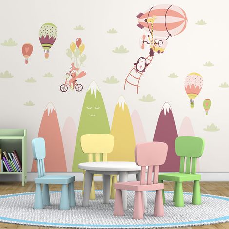 Stickers montagnes scandinaves animaux fous dans les airs 40 x 60 cm (1/5)