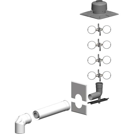 ATEC Set base DN 80/125 con curva di ispezione 87 gradi, 1470
