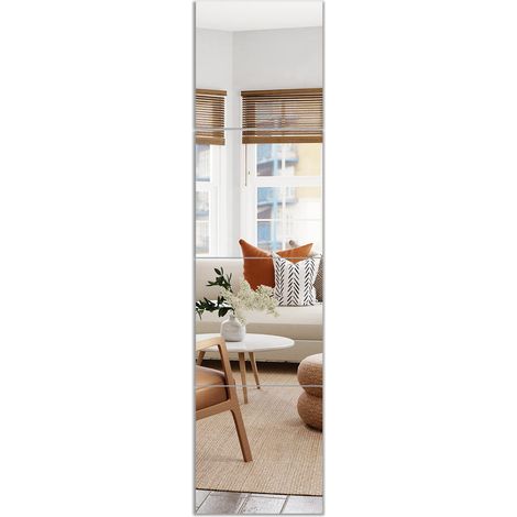 Lot de 4 carreaux de miroir autocollants en verre - 26 x 26 cm - Miroir mural avec 24 autocollants - Mat - Pour cuisine, salon et salle de bain (1/5)