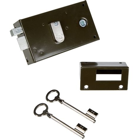 Serrure en applique horizontale à fouillot Gauche - YAH36G - Kaki, 2 Clés fournies, Axe à 55 mm, Carré de 6 mm, Version Gauche - pour Porte intérieure de communication (1/5)