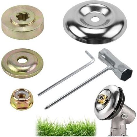 6 Pièces Universelle Kit Fixation écrou Lame Boîte, Kit de Fixation Universel pour Lames de Débroussailleuse, Morceaux Kit Ecrou Tete Debroussailleuse, pour Tondeuse à Gazon et Coupe-bordures (1/5)