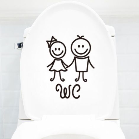 Autocollant mural amusant pour salle de bain ou cuisine : visage souriant - Toilettes