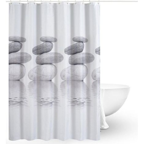 Shower Curtains, Fabric Shower Curtains, Anti-mold Shower Curtains, Waterproof Shower Curtains, Polyester, Machine Washable (180cm x 180cm) (1/5)