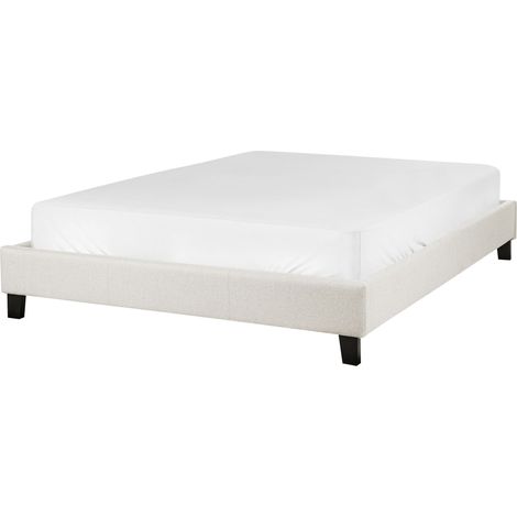 Letto imbottito tessuto beige chiaro senza testiera rete a doghe 140 x 200 cm Roanne