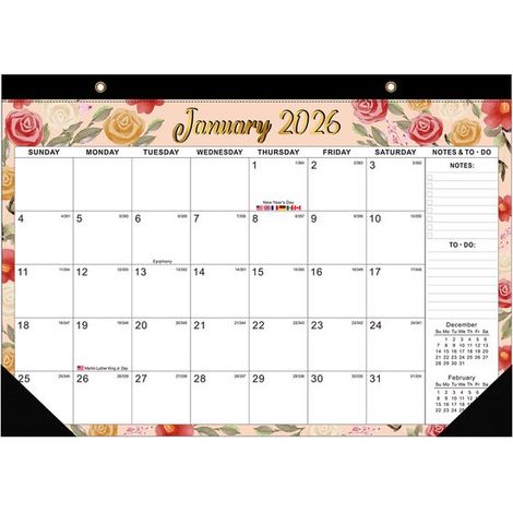Calendario da parete 2026 con motivo floreale, da gennaio 2026 al 2027, decorazione da parete, calendario con conto alla rovescia, design moderno, cordino per appenderlo, per casa e ufficio. (1/5)