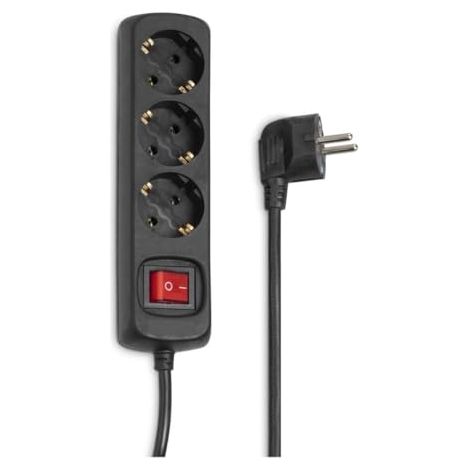 Multiprise 3 Prises - Interrupteur Marche Arrêt Éclairé - 3500 W - 230 V - Câble 1,4 M - Usage Intérieur