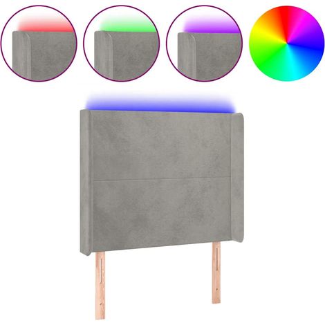 Maison Exclusive - LED Kopfteil Hellgrau 93x16x118/128 cm Samt (1/5)