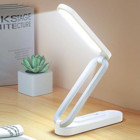 Longziming – Lampe de bureau LED sans fil pliable – Intensité variable 3 niveaux – Douce pour les yeux – Rechargeable USB – Autonomie 3 à 12h (1/5)