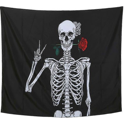 Tapis mural à motif squelette, décoration murale pour chambre, dortoir et maison, tissu artistique suspendu, grande tenture déco. (1/5)