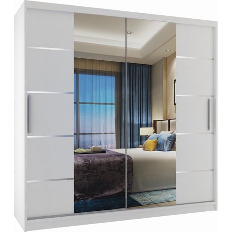 Schiebeschrank Belini 200 cm Mit Schubladen mit Spiegel weiß matt Hersteller (1/4)