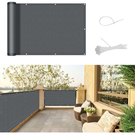 Brise Vue Balcon 90x300cm Cache Vue Balcon,Protection UV,Coupe-Vent et Imperméable,pour Terrasse Jardin Balcon Patio,avec Attaches de câble,Anthracite (1/5)