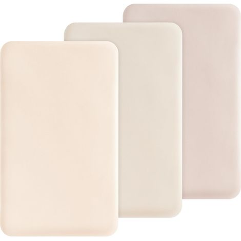 Draps Housses 60x120 cm pour Lit Bébé Microfibre Respirants Élastique Draps de lit pour Bébé Drap Housse pour Lit de Voyage Draps D'appoint 3 Pack (Cream Beige) (1/5)