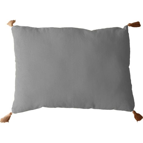 Coussin avec pompons en jute Gris clair 50x70 cm (1/2)