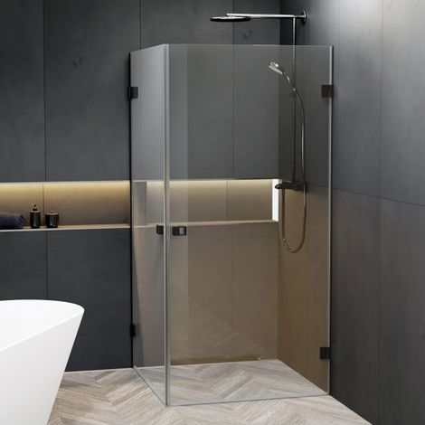 Cabine de douche d'angle SCANDIC NXT 209 RIHO 100x100 x200cm à charnière noire (1/2)
