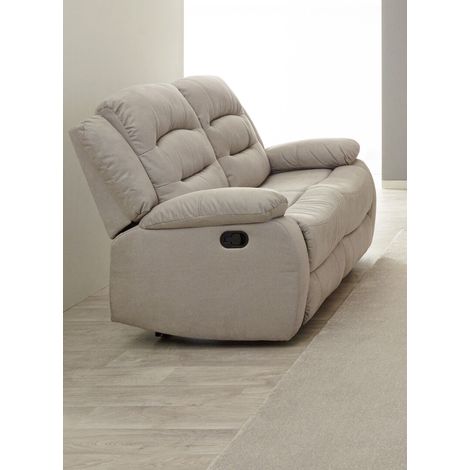 Canapé droit de relaxation manuel 2 places en tissu beige Pretoria (1/5)