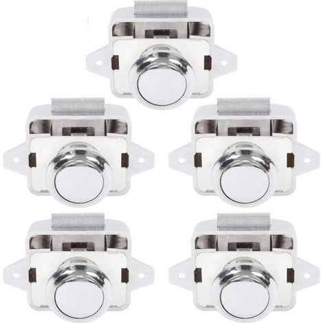 Bouton Poussoir Camping Car - Serrure Loquet Porte Fermeture Placard Bouton pour RV caravane de moteur 5 pièces Argent (1/4)