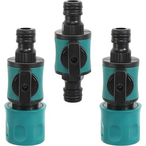 SABIR 3-teiliger Gartenschlauchverbinder mit Regulierventil, 16-mm-Schnellkupplungen für 1/2-Zoll-Wasserschläuche (1/5)