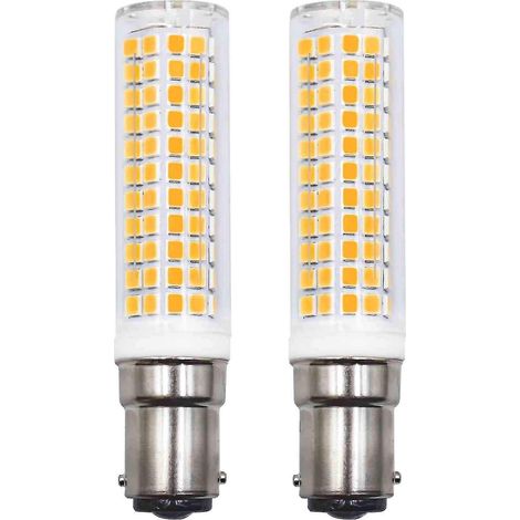Lot de 2 ampoules LED B15d remplaçant les ampoules 75W, 90W et 80W, blanc chaud 3000K, 230V, 890lm, 7W, pour applique murale, lustre, machine à coudre, etc. [Classe énergétique TY] (1/5)