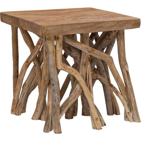 Table basse en rondin 40x40x40 cm bois de récupération mélangé