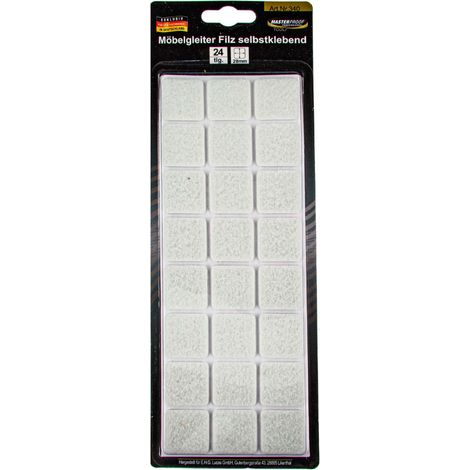 MASTERPROOF PROFESSIONAL Möbelgleiter 28 x 28 mm, Filz weiß, selbstklebend 24 Stück (1/3)