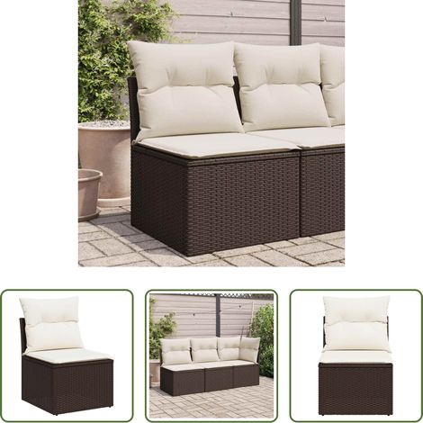 Chaise de jardin confortable - Chaise de jardin sans accoudoirs avec coussins marron rotin (1/5)