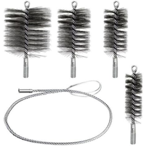 4 Pièces Kit de Ramonage Poils Forts, Grande Facilité D'utilisation, Brosse pour Tuyau de Poêle Nettoyage de Tuyaux et Elimination de la Rouille, Kit Ramonage Poele Pellet 30mm 50mm 80mm 150mm (1)