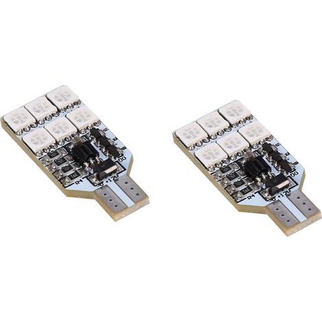 2 ampoules LED RGB T10 168 194 2825 W5W pour plafonnier/dôme, 16 couleurs, avec télécommande (1/5)