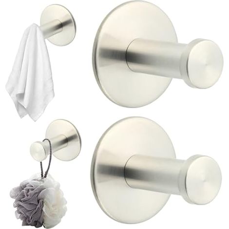 2 Pièces Crochets Muraux pour Salle de Bain, Crochet a Visser En Acier Inoxydable, Crochets Muraux Accroche Serviette pour Chambre, Cuisine, Entrée, Brossé (1/5)