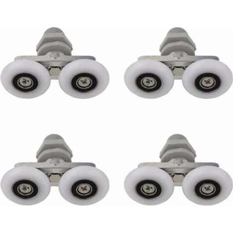Roulettes Doubles pour Porte de Douche Roulettes pour Porte de Douche Roulettes Coulissantes Porte Salle de Bain Douche Rouleau de Douche de Rechange,Pièces de rechange pour salle de bain 19mm 4 P (1/4)