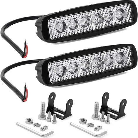 2 Pièces 15cm Phare de Travail LED 18W Projecteur LED Voiture 12V 24V Etanche IP67 Spot Feux Antibrouillard LED 1200lm Feux de Travail pour Voiture Camion Tracteur SUV Bateau