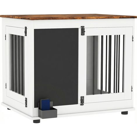 Cage intérieure pour chien, 2 portes, tableau noir, taille moyenne 20 kg, 80 x 60 x 70 cm, blanc (1/5)