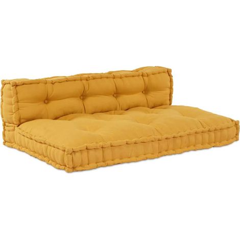 vidaXL Cuscino per Divano Pallet 2 pcs Giallo 120 x 80 x 38 cm
