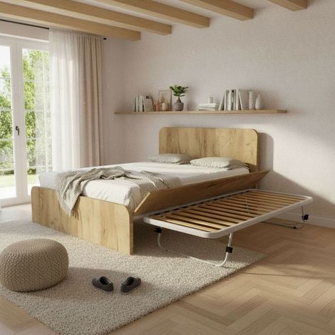 Letto matrimoniale 160x200 con rete estraibile e sollevabile - Quercia (1/5)