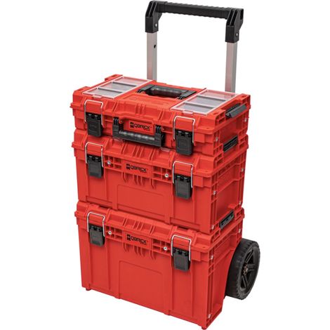 Qbrick – Ensemble de caisses à outils 76L – Construction plastique technique ultra-résistante – Étanche IP66 – Charge maximale 100kg – Roues en caoutchouc 9'