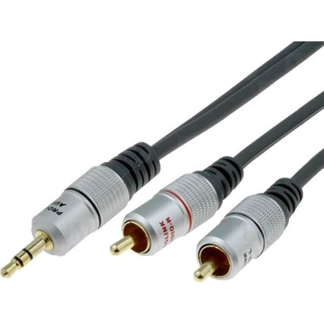 Cable noir Jack 3.5mm RCAx2 15m