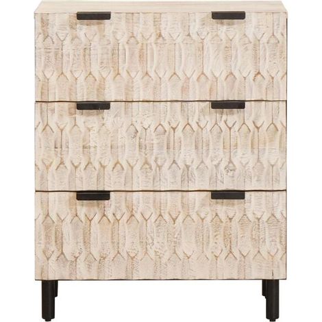 Buffet de Cuisine en Bois de Manguier Massif, Meuble Rangement 60x33x75 cm, Crédence Compacte avec Étagères pour Salon et Salle à Manger (1/5)
