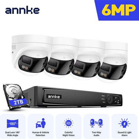 ANNKE Sistema de cámaras de seguridad  PoE de 6 MP y 180° para exteriores con detección de personas (1/5)