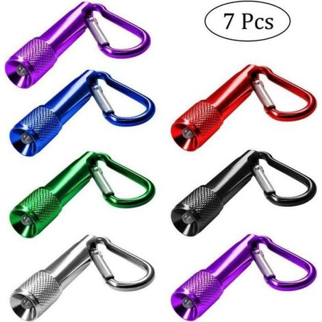 Lampe LED de poche - - 7 pièces - Corps métallique - Mousqueton porte-clés - Éclairage d'urgence (1/5)