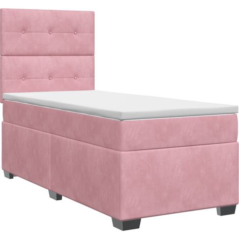 Maison Exclusive - Letto box spring con materasso Rosa 100 x 200 cm Velluto (1/5)