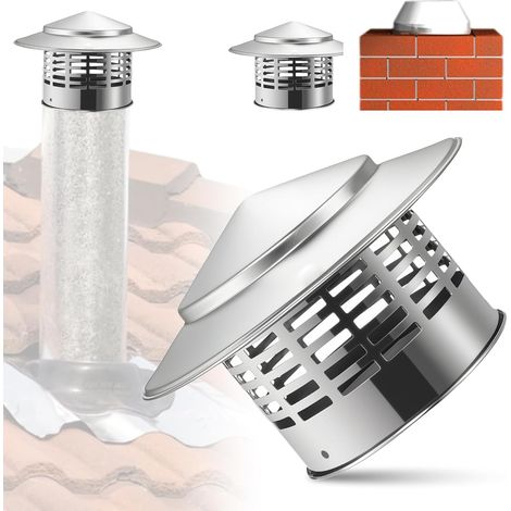 Cheminée en Acier Inoxydable Capuchon: 110mm Cheminée Tuyau Couverture de Pluie, Chapeau Evacuation Fumee Toiture Maison, Capot de Cheminée avec Protection Contre Les Oiseaux pour Toiture (1/5)