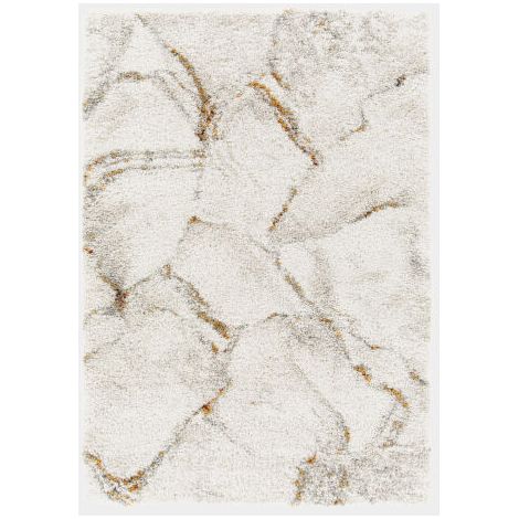 Wohnzimmerteppich – Weißer Marmor – Farbige Maserung – 140 x 200 cm