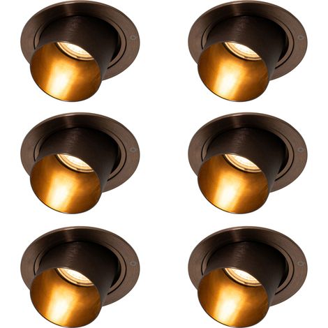 QAZQA Set di 6 faretti da incasso moderni bronzo scuro rotondi